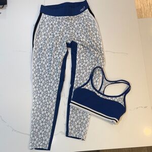 Blue & White Women's Athletic Leggings and Sports Bra and Joggers Set